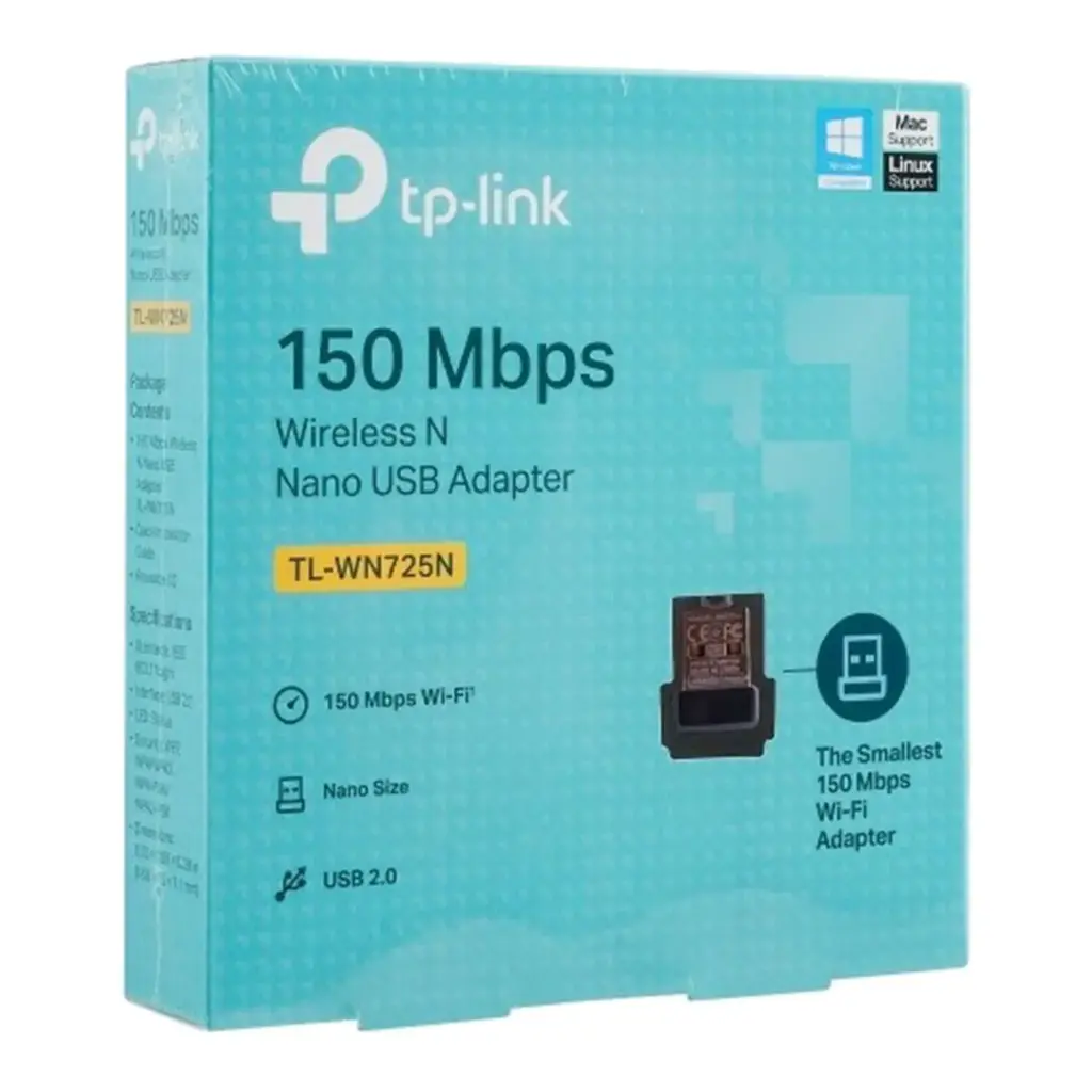 TP-LINK TL-WN725N Nano Adaptateur WiFi USB 150 Mbps - Compact Et Puissant - Noir